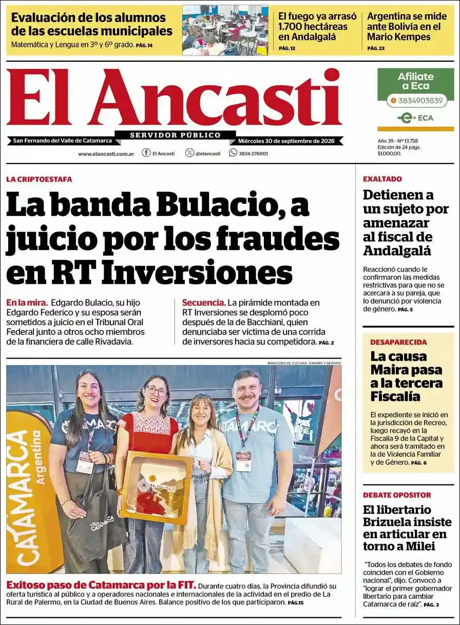 Estudios Max | LO QUE IMPORTA SALTA - Tapa del diario Ancasti