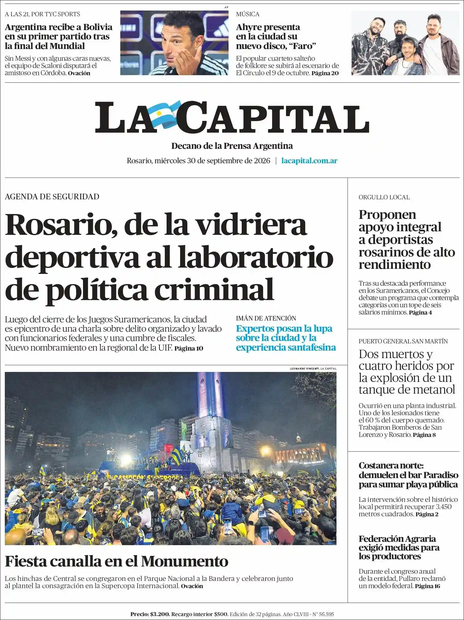 Estudios Max | LO QUE IMPORTA SALTA - Tapa del diario La Capital Rosario