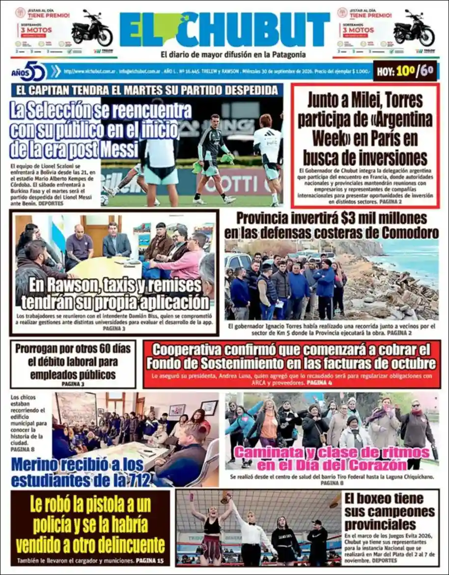 Estudios Max | LO QUE IMPORTA SALTA - Tapa del diario El Chubut
